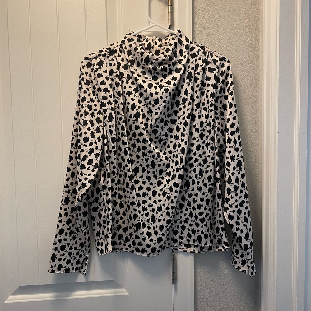 Mock Neck Cow Print Top